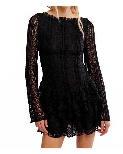 Free People Black Tabby Mini Dress