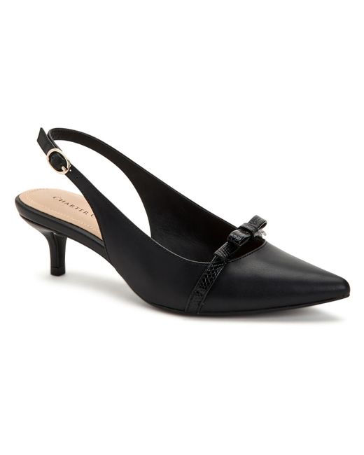 Charter Club Black Faux Leather Pointed Toe Kitten Heels