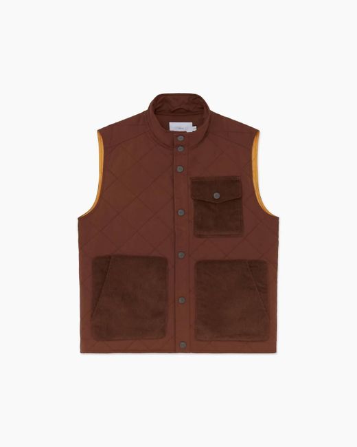 Onia Brown Quilted Twill Vest for men