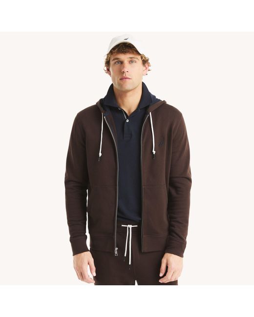 Nautica Gray Solid Full-Zip Hoodie for men