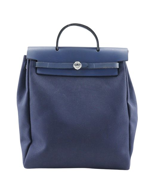 Hermès Blue Herbag Canvas Backpack Bag (pre-owned)