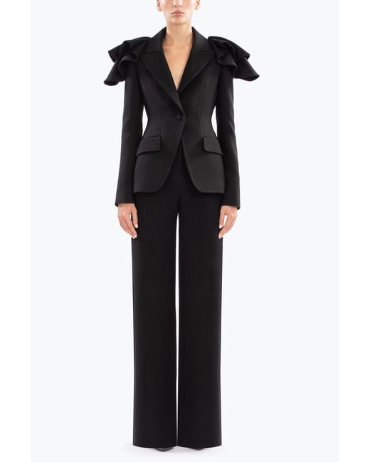 Saiid Kobeisy Black Ruffled Tailored Jacket