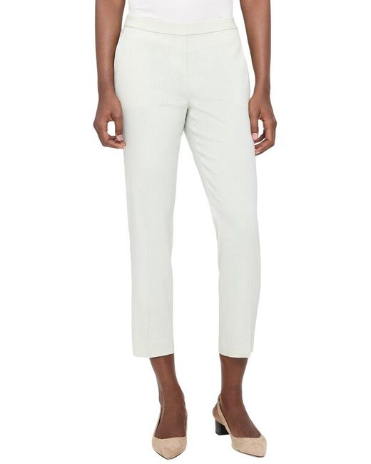 Theory White Treeca Linen-blend Pull-on Pant