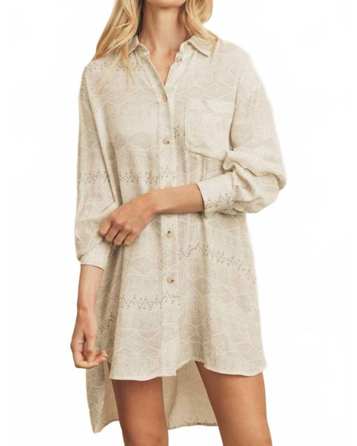 Dress Forum Natural Barcelona Printed Button Down Shirt Dress