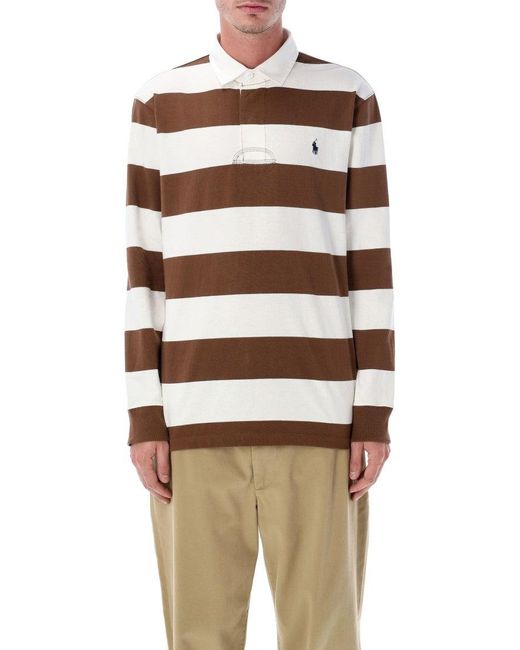 Polo Ralph Lauren White Structured Fit Rugby Polo With Traditional Collar for men
