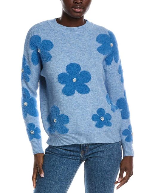 Nanette Lepore Blue Eyelash Intarsia Sweater