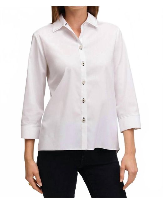 Foxcroft White Blouse With Stitching