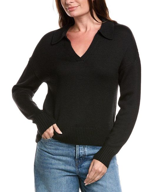 Rag & Bone Black Gretchin Wool-Blend Polo Sweater