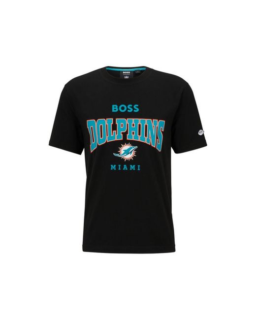 Boss Black X Nfl Stretch-cotton T-shirt With Collaborative Branding for men