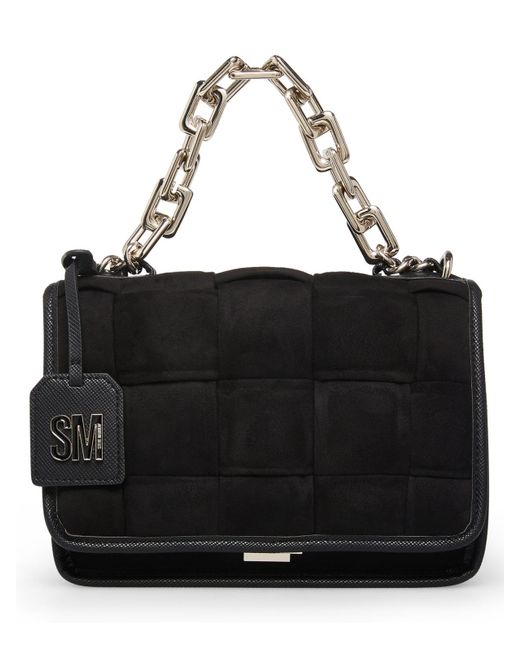 Steve Madden Black Matters Woven Chain Satchel Handbag