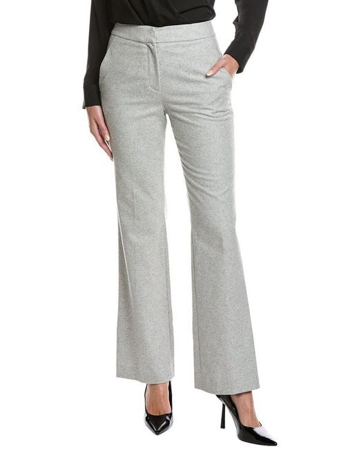 St. John Gray Flannel Wool-Blend Pant