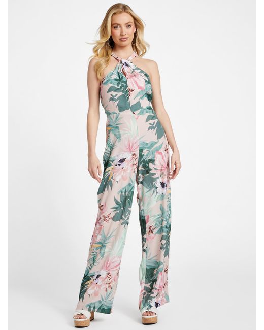 Guess Factory White Brianne Printed Jumpsuit