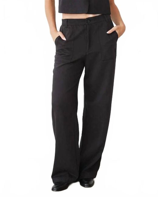 Monrow Black Soft Twill Patch Pocket Pant