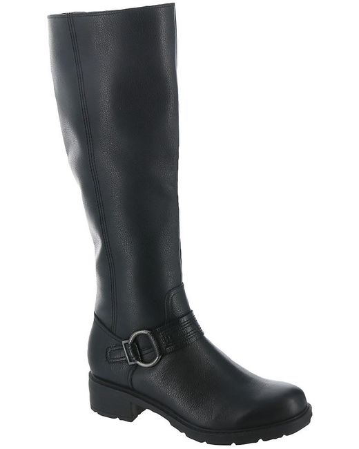Clarks Black Heather Raews Leather Tall Knee-high Boots
