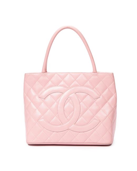 Chanel Cc Timeless Medallion Zip Tote in Pink | Lyst