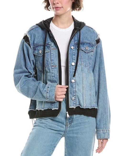 Jonathan Simkhai Blue Austin Hoodie Combo Wool-Blend Jacket