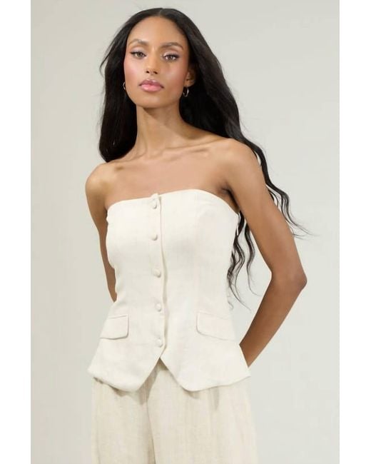 Sugarlips Natural Candida Strapless Button Up Top