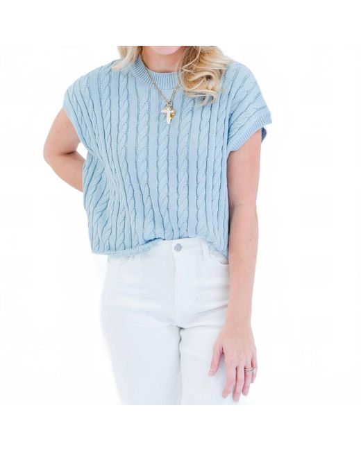 Olivaceous Women's Blue Aliana Sweater Short Sleeve Top