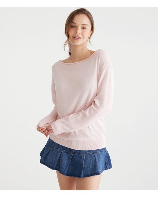 Aéropostale White Slouchy Slash-Neck Sweater