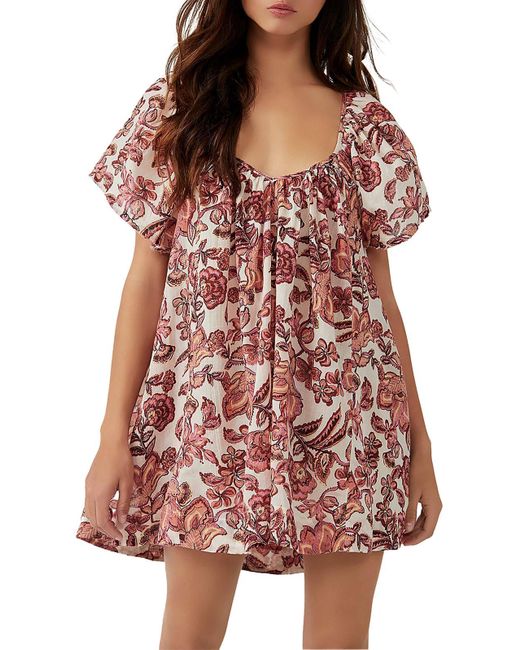 Free People Red Kauai Cotton Flowy Fit Tunic Top
