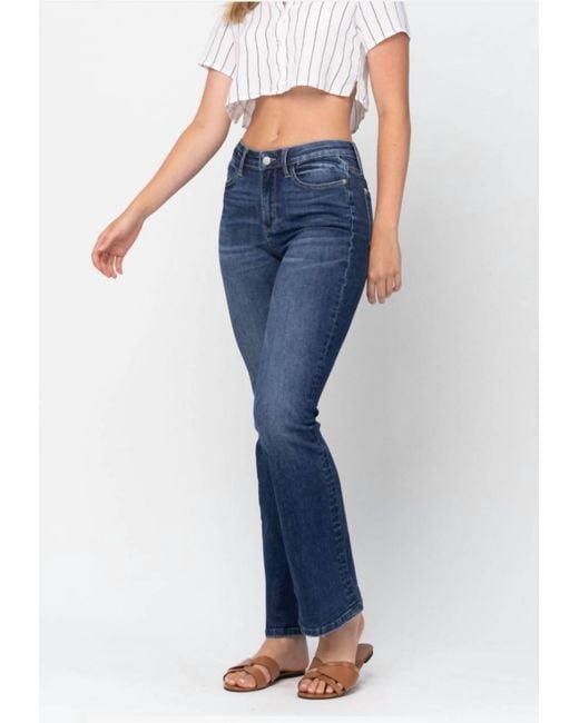Judy Blue Dk Mid Rise Classic Bootcut Jeans in Blue Lyst