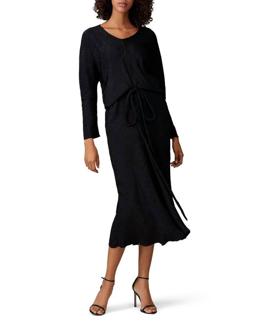 Nissa Black Bat Long Sleeve Dress