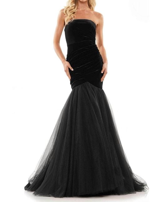 Colors Dress Black Strapless Ruched Prom Gown