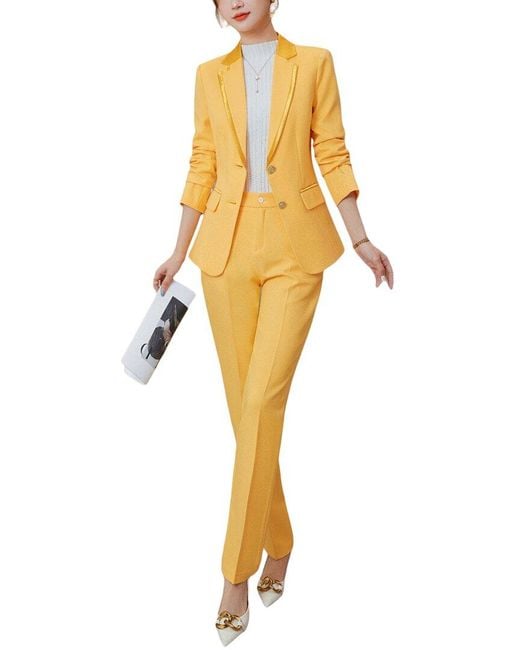 Bossy Chic Yellow 2Pc Blazer & Pant Set