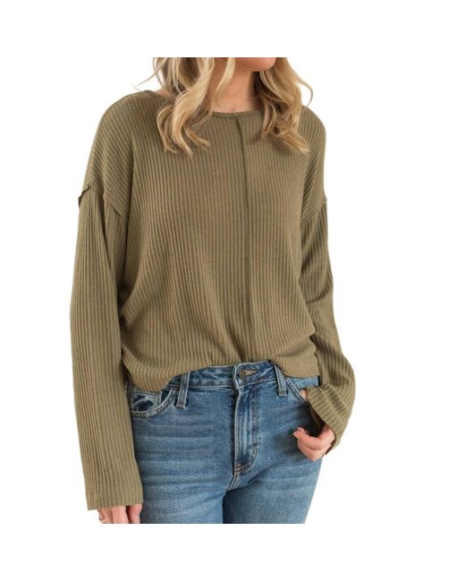 Project Social T Green Get It Right Textured Long Sleeve Sweater