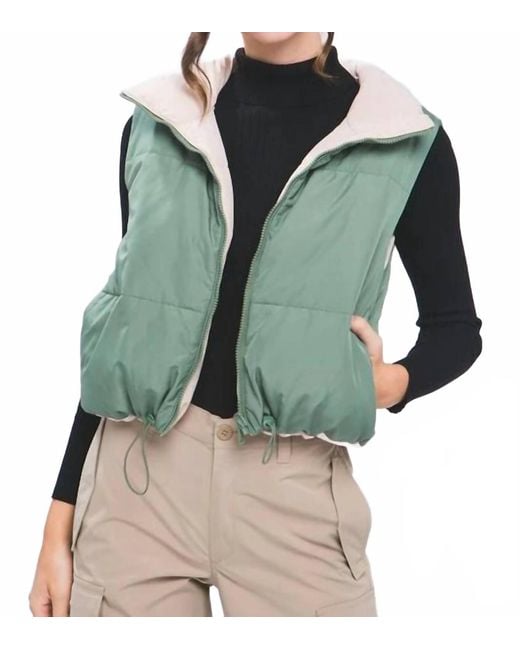 Love Tree Green Woven Solid Reversible Vest