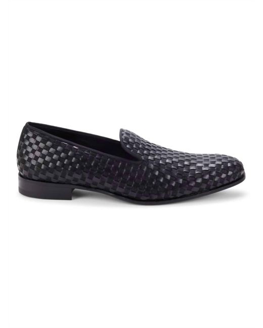 Mezlan Black Caba Leather Basketweave Loafers for men