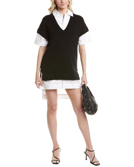 Staud Black Bridget Wool Sweater Shirtdress