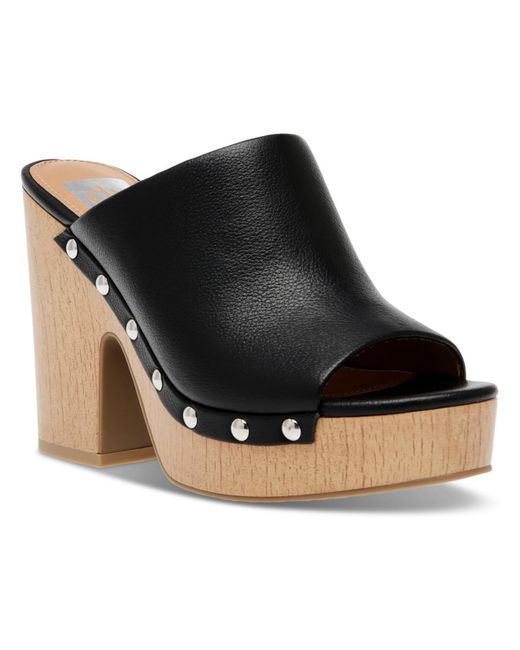 Dolce Vita Black Cory Leather Slip On Platform Sandals