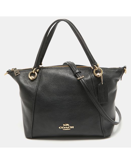 COACH Leather Small Kelsey Satchel in Black Lyst