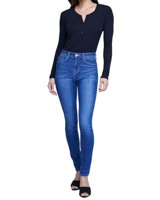 L'Agence Blue Marguerite High Rise Skinny Jeans