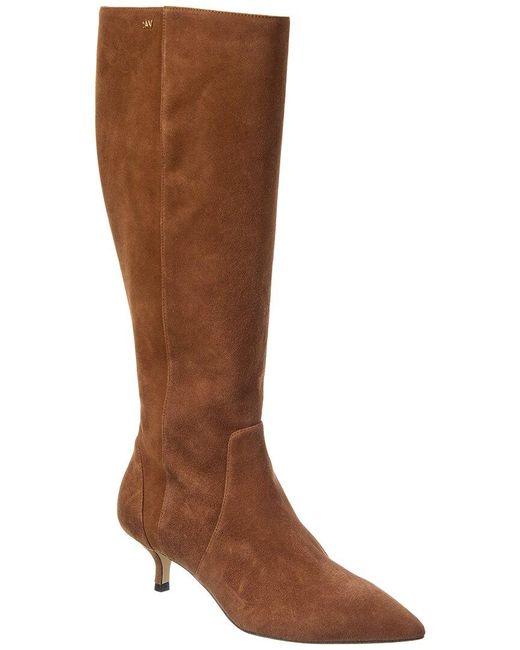 Stuart Weitzman Brown Mara 50 Zip Suede Knee-High Boot