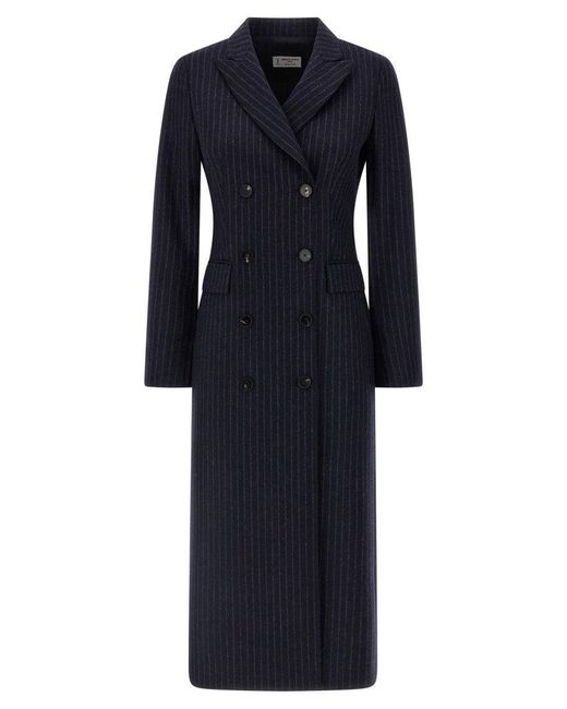 Alberto Biani Blue Pinstripe Coat