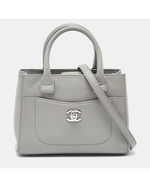 Chanel Gray Leather Mini Neo Executive Shopping Tote