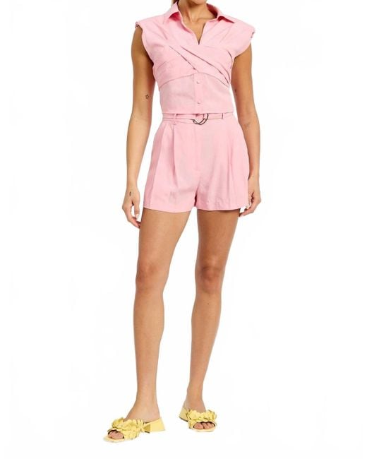 En Saison Pink Bethany Pleated Shorts