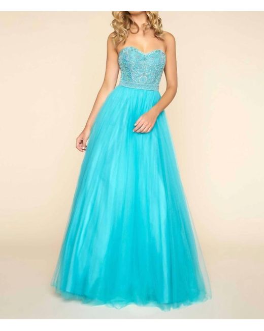 Mac Duggal Blue Strapless Ball Gown