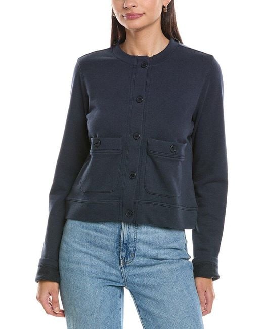 Splendid Blue Terry Knit Collarless Jacket