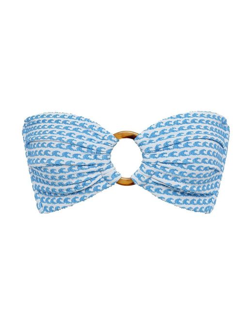 Montce Blue Wave Repeat Tori Ties Bandeau Bikini Top