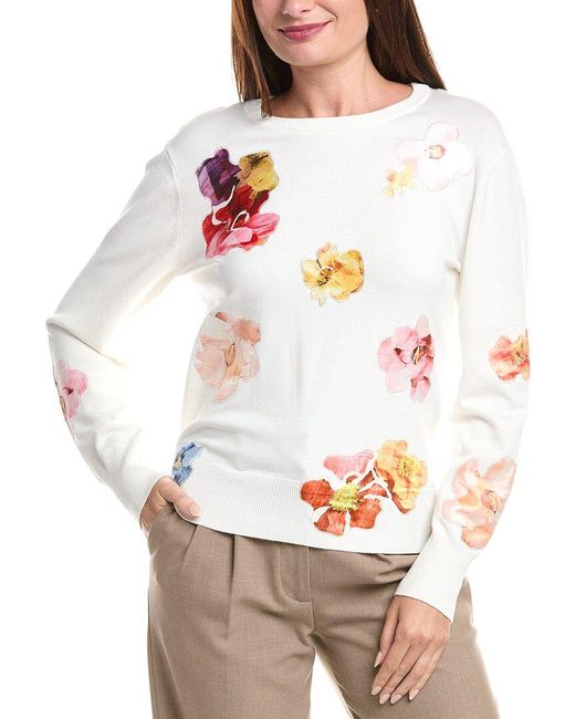 Tahari White The Jessamy Sweater