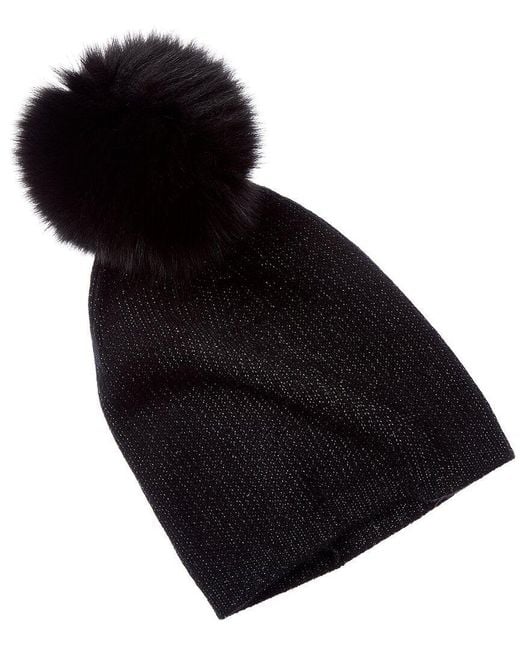 Sofiacashmere Black Lurex Rib Cashmere Hat