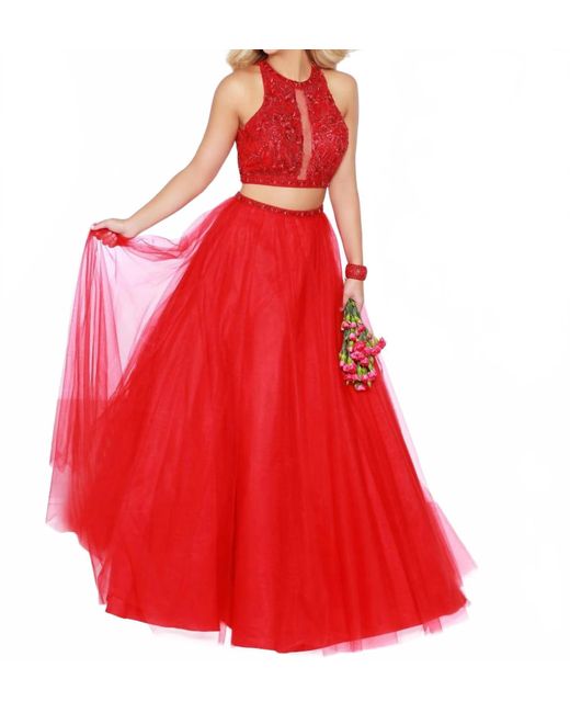 2Cute Red Sleeveless Prom Dress