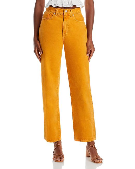 Madewell Orange High Rise Solid Straight Leg Jeans