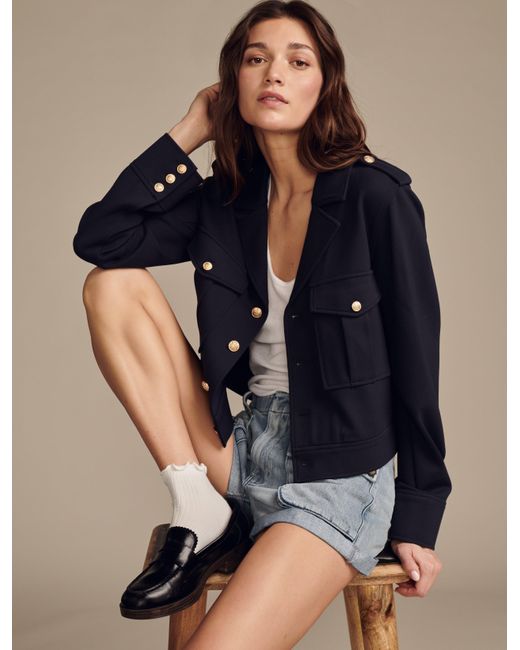 Lucky Brand Blue Cropped Ponte Jacket