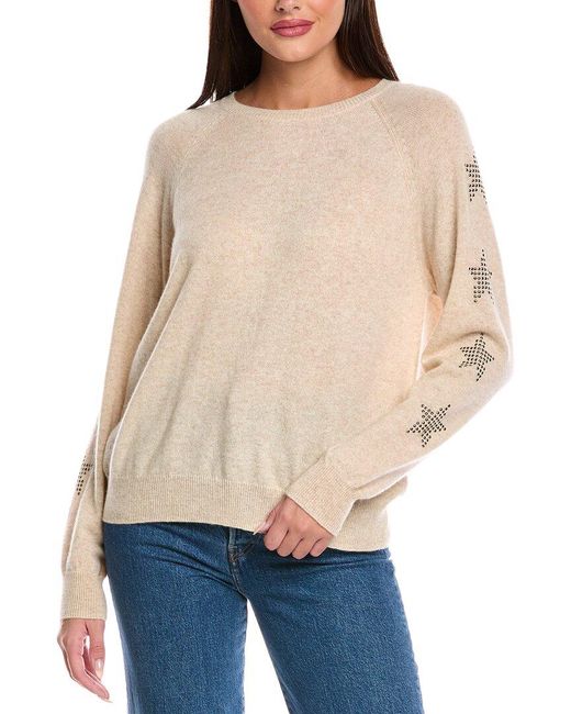 Brodie Cashmere Women's Natural Star Studded Cashmere Sweater