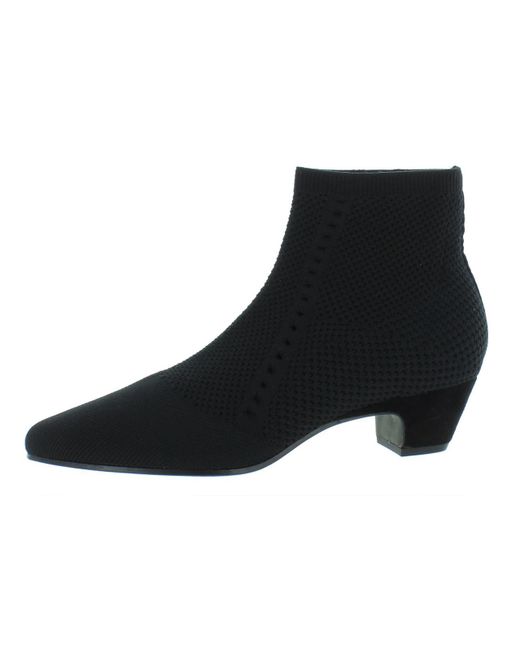 Eileen Fisher Black Purl Pull On Heels Sock Boot