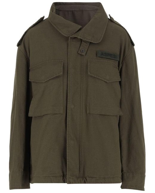 Aspesi Green Stretch Cotton Canvas Jacket